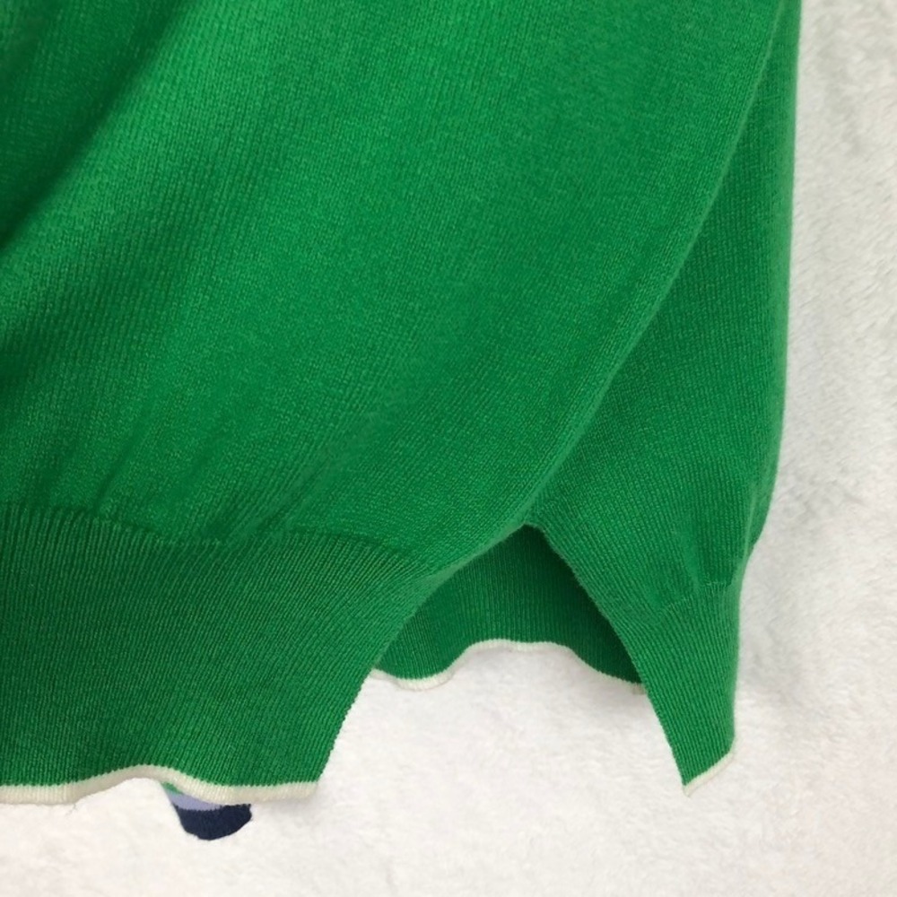 Zaket & Plover Cashmere Cotton Zigzag Intarsia Cardigan Sweater Women's L Green - Picture 9 of 11